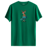 Snowboarding Deer Crew Neck T-Shirt