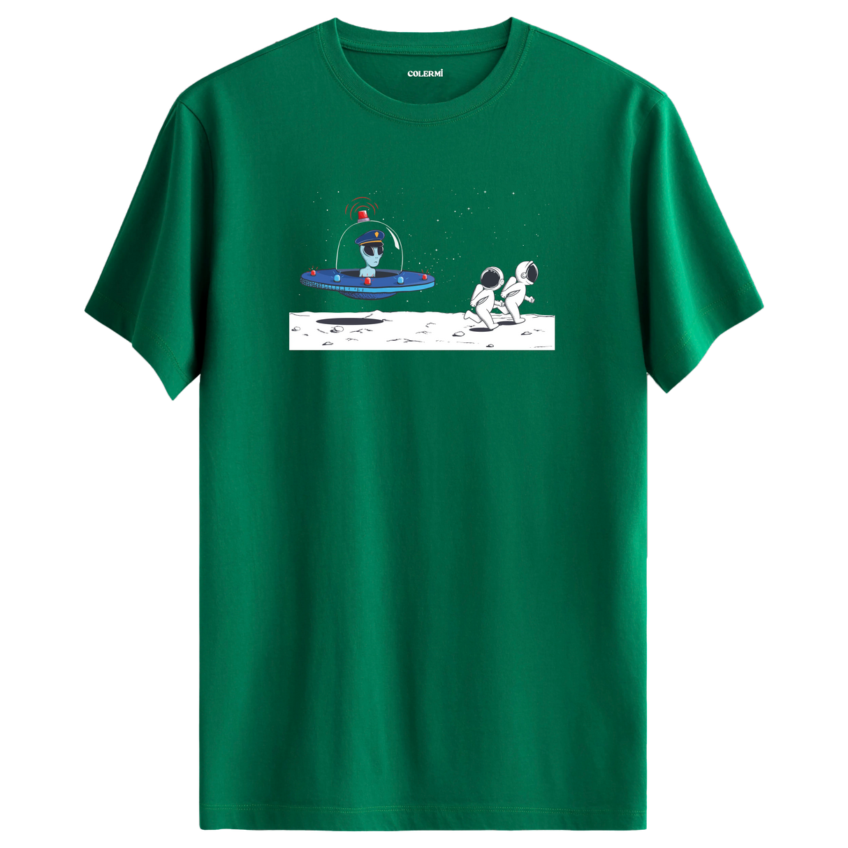 Meeting on the Moon - Space-Themed Crew Neck T-Shirt