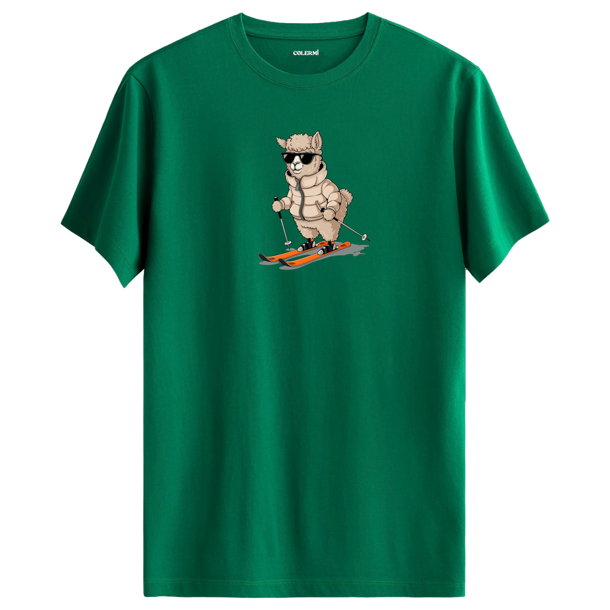 Skiing Alpaca Crew Neck T-Shirt
