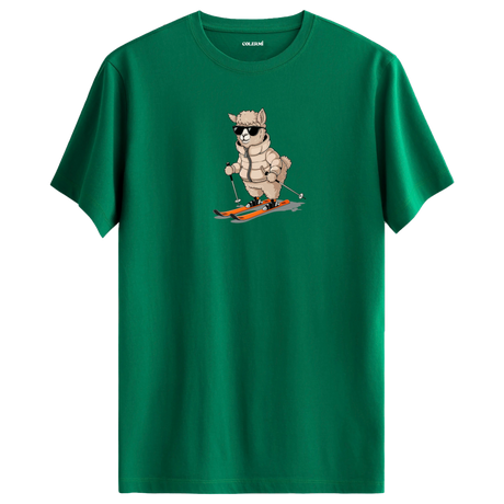 Skiing Alpaca Crew Neck T-Shirt