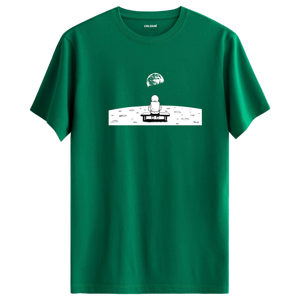 Lunar Reflection - Space-Themed Crew Neck T-Shirt