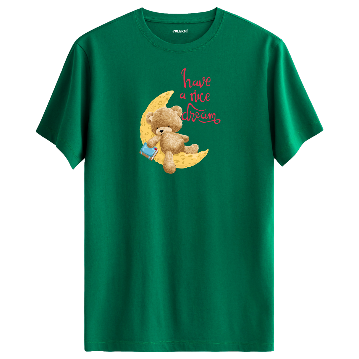 Moonlit Dream Bear Graphic T-Shirt - Peaceful Design, Dreamy Atmosphere