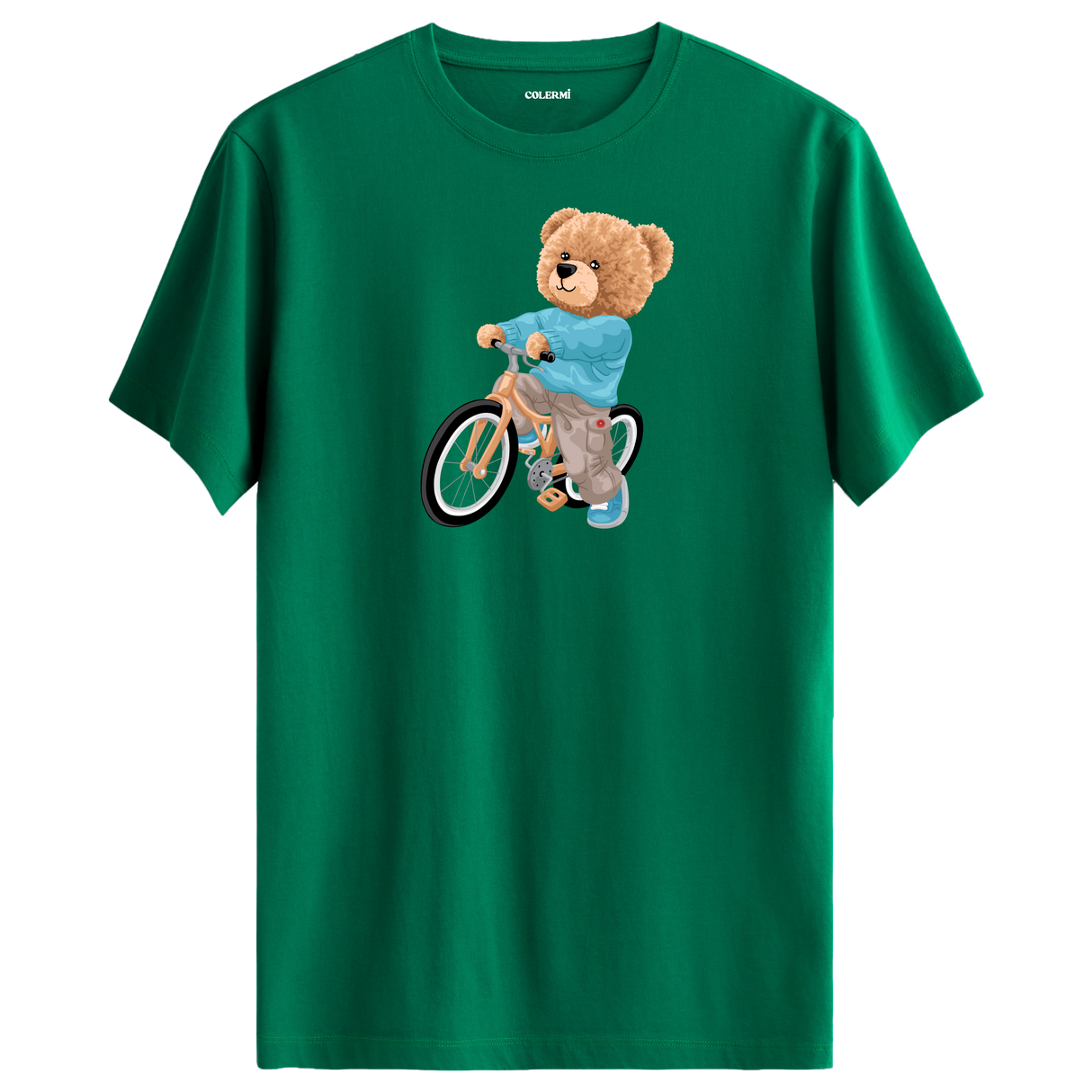 Pedaling Bear Graphic T-Shirt - Energetic Design, Adventure Awaits