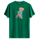 Pedaling Bear Graphic T-Shirt - Energetic Design, Adventure Awaits