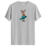 Snowboarding Deer Crew Neck T-Shirt
