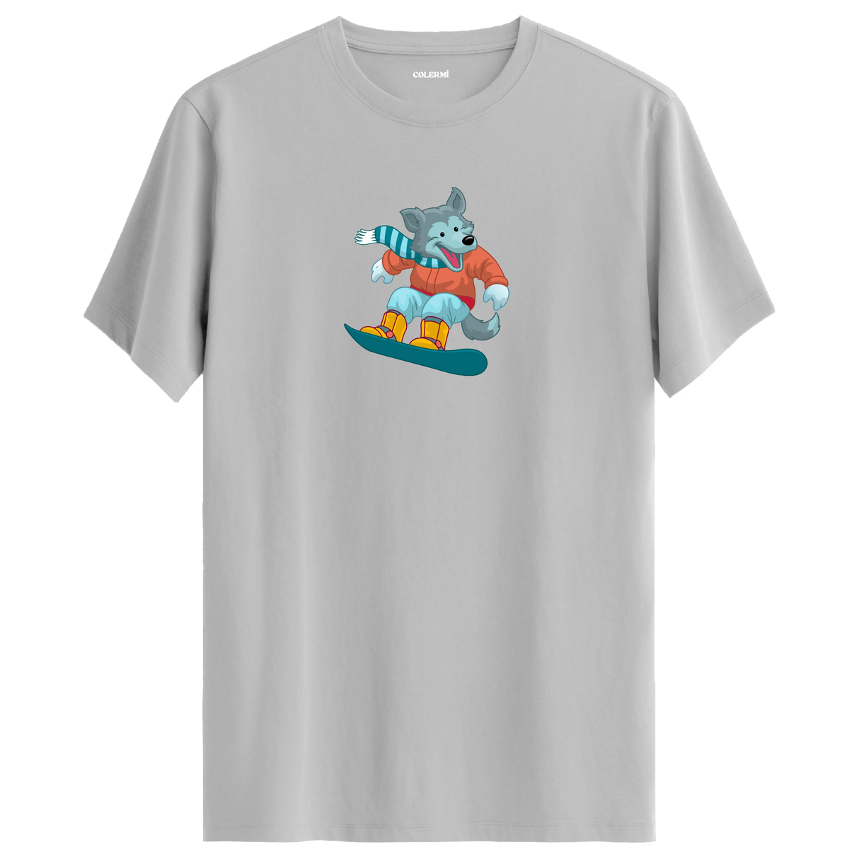 Snowboarding Wolf Crew Neck T-Shirt