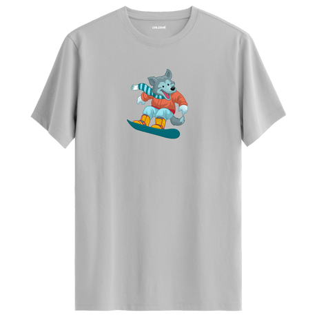 Snowboarding Wolf Crew Neck T-Shirt