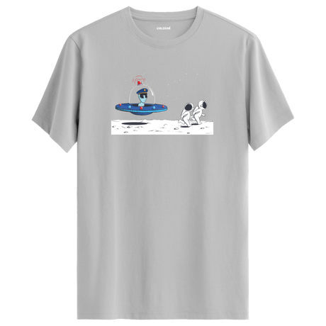 Meeting on the Moon - Space-Themed Crew Neck T-Shirt