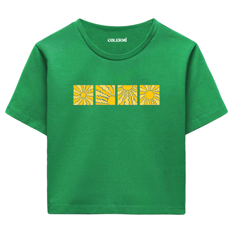 Colermi Güneş Desenli Crop Top Tişört