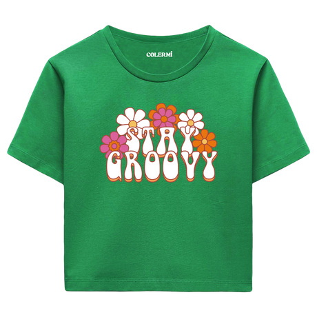 Colermi Retro Stay Groovy Crop Top Tişört
