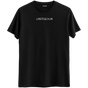 Amsterdam şehrinin özgün ruhunu yansıtan minimal yazılı siyah Bisiklet Yaka T-Shirt.