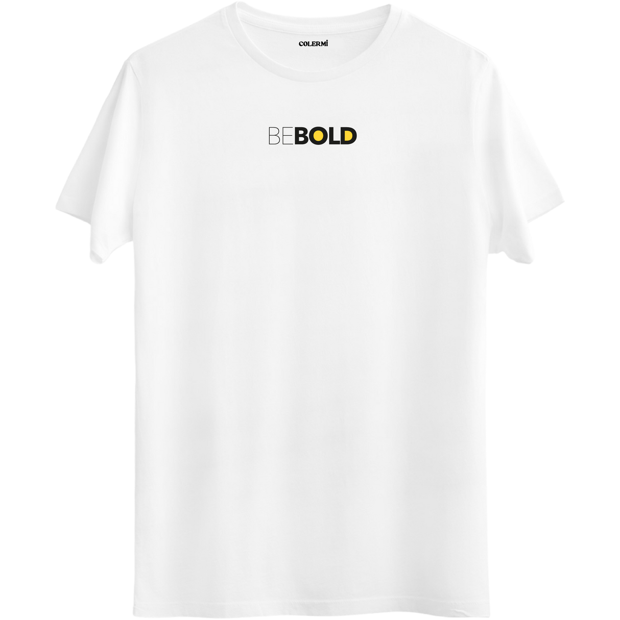 esur ve özgün ruhu yansıtan ‘Be Bold’ yazılı minimal Bisiklet Yaka T-Shirt.