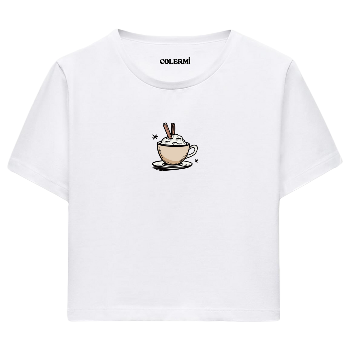 Colermi Kadın Crop Top Tişört - Kahve İllüstrasyonu