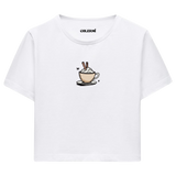 Colermi Kadın Crop Top Tişört - Kahve İllüstrasyonu