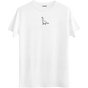 Zamansız bir tasarıma sahip dinozor çizimli beyaz Bisiklet Yaka T-Shirt.