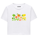 Colermi Kadın Crop Top T-Shirt - Narenciye Deseni