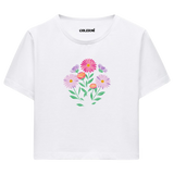 Colermi Kadın Crop Top T-Shirt - Renkli Çiçekler