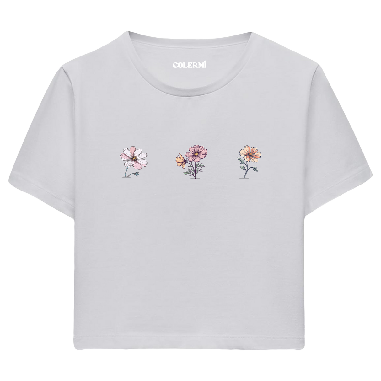 Zarif Çiçekler Kadın Crop T-Shirt