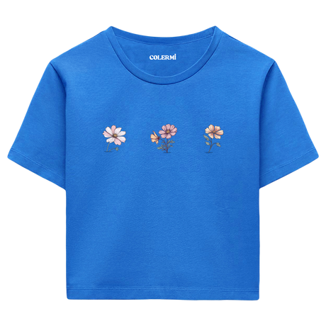 Zarif Çiçekler Kadın Crop T-Shirt