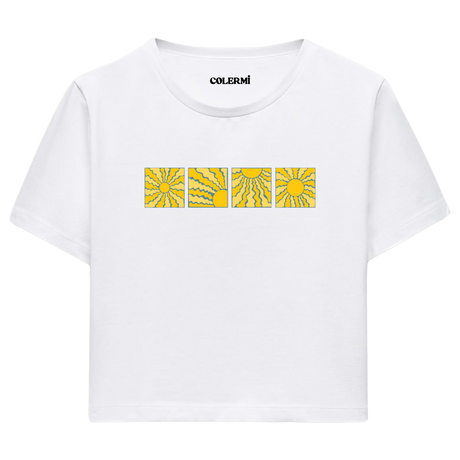 Colermi Güneş Desenli Crop Top Tişört