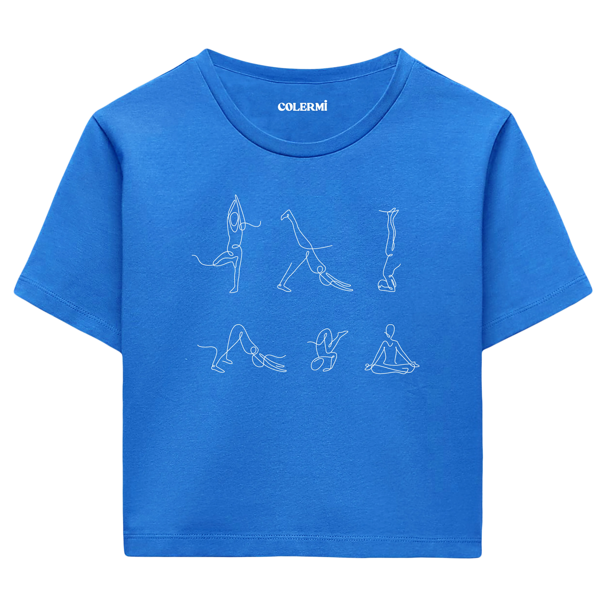 Yoga Crop T-Shirt - Minimal Çizgi Sanatı Yoga Pozları