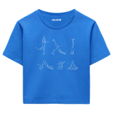 Yoga Crop T-Shirt - Minimal Çizgi Sanatı Yoga Pozları