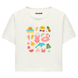 Crop T-Shirt - Yaz İkonları