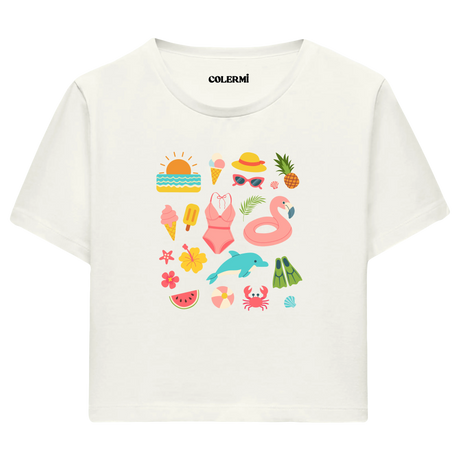 Crop T-Shirt - Yaz İkonları