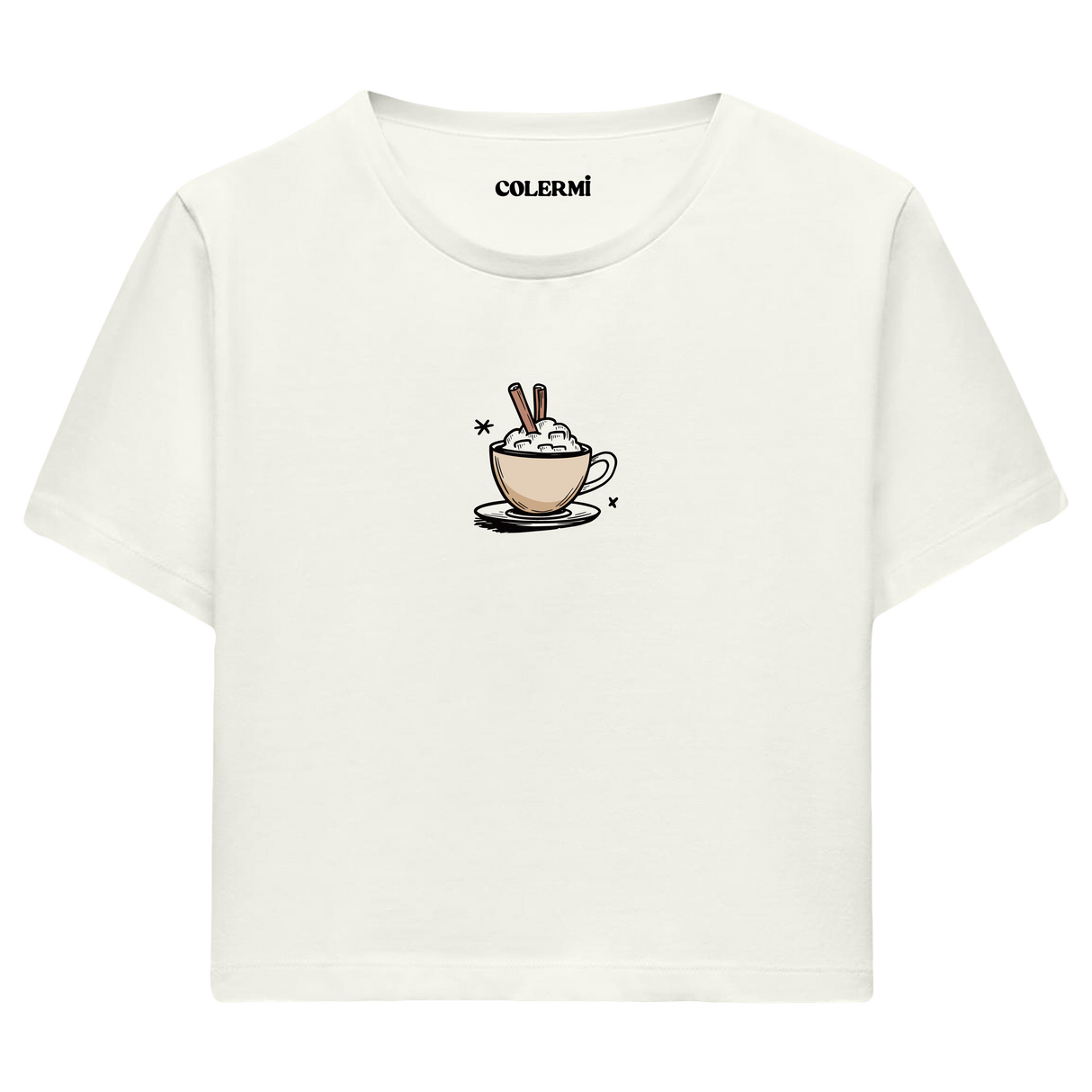 Colermi Kadın Crop Top Tişört - Kahve İllüstrasyonu