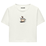 Colermi Kadın Crop Top Tişört - Kahve İllüstrasyonu