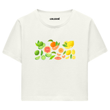 Colermi Kadın Crop Top T-Shirt - Narenciye Deseni