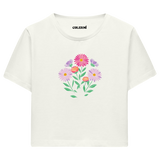 Colermi Kadın Crop Top T-Shirt - Renkli Çiçekler
