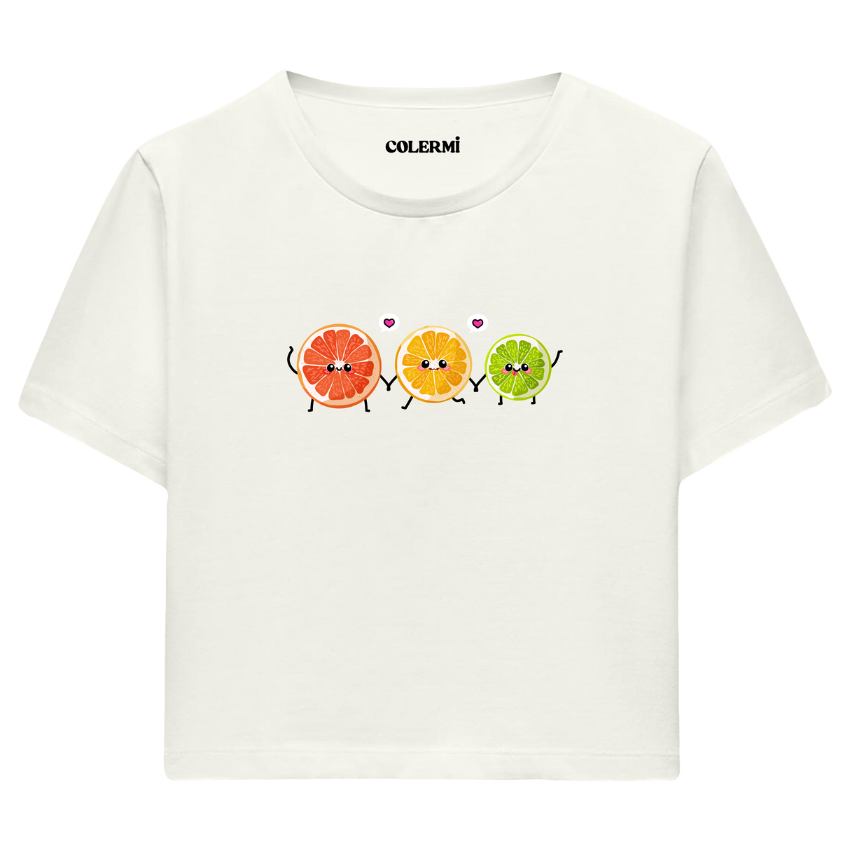 Sevimli Narenciye Karakterli Crop Top T-Shirt