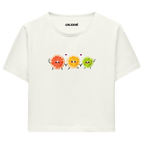 Sevimli Narenciye Karakterli Crop Top T-Shirt