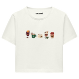 Colermi Kadın Crop Top Tişört - Sıcak İçecekler