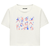 Yoga Crop T-Shirt - Yoga Pozları ve Doğa İllüstrasyonlu Crop T-Shirt