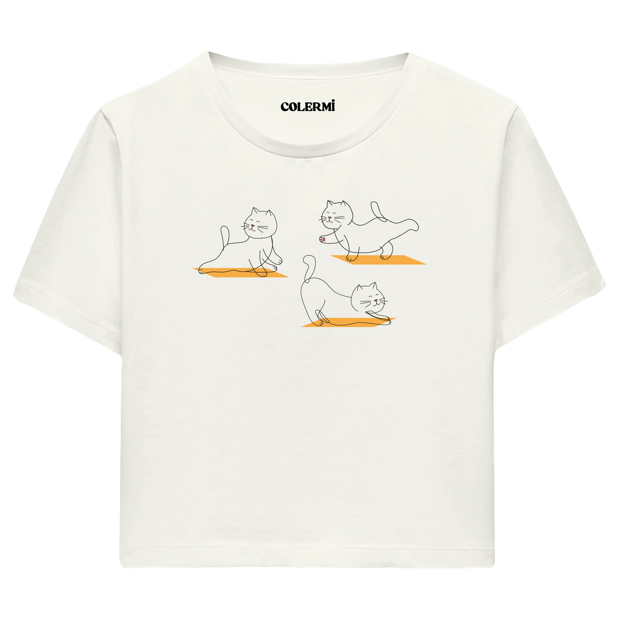 Yoga Crop T-Shirt - Sevimli Kedinin Yoga Zamanı