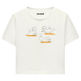 Yoga Crop T-Shirt - Sevimli Kedinin Yoga Zamanı