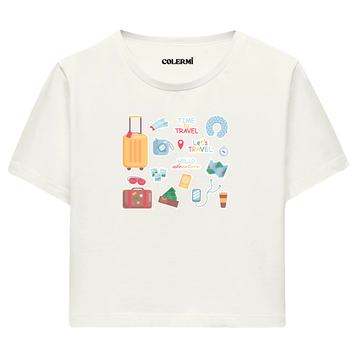Yaz Seyahati Temalı Crop T-Shirt