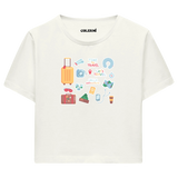 Yaz Seyahati Temalı Crop T-Shirt