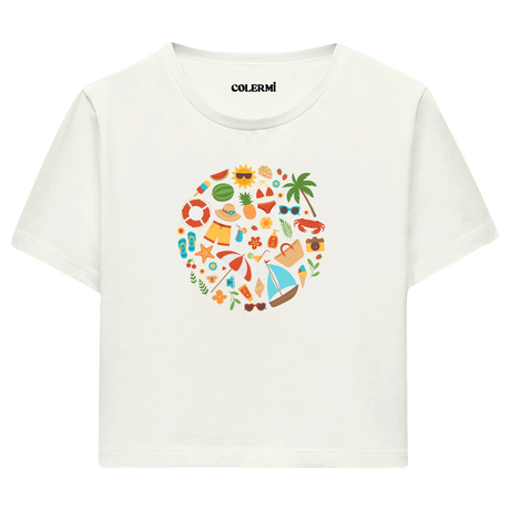 Crop T-Shirt - Neşeli Yaz Tatili
