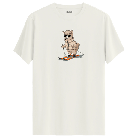 Skiing Alpaca Crew Neck T-Shirt