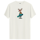 Snowboarding Deer Crew Neck T-Shirt