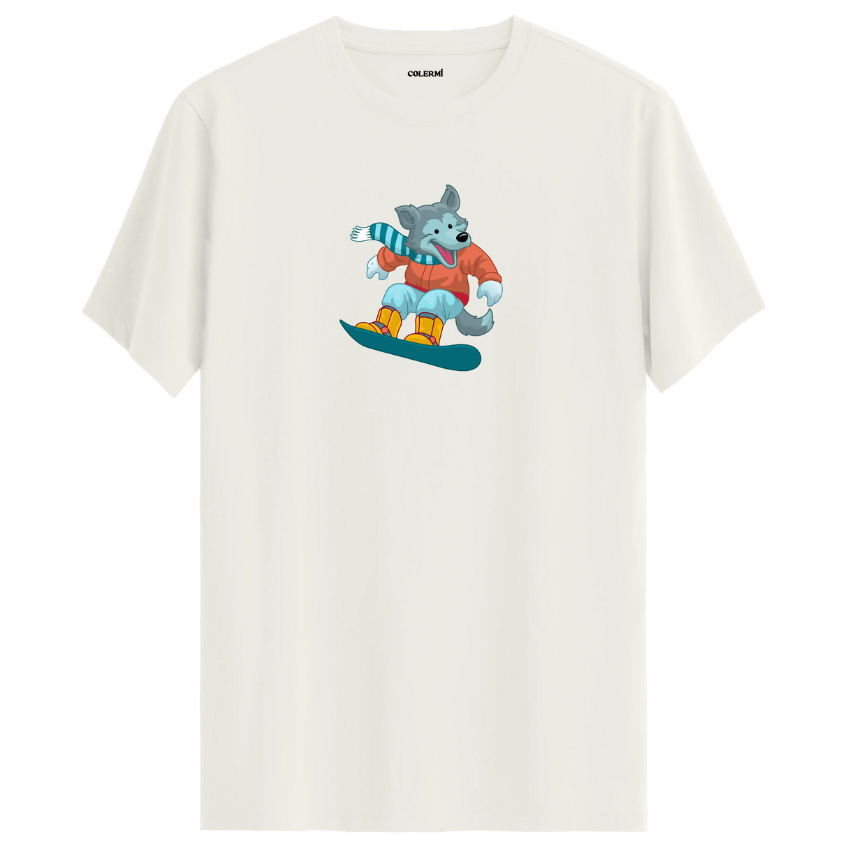 Snowboarding Wolf Crew Neck T-Shirt