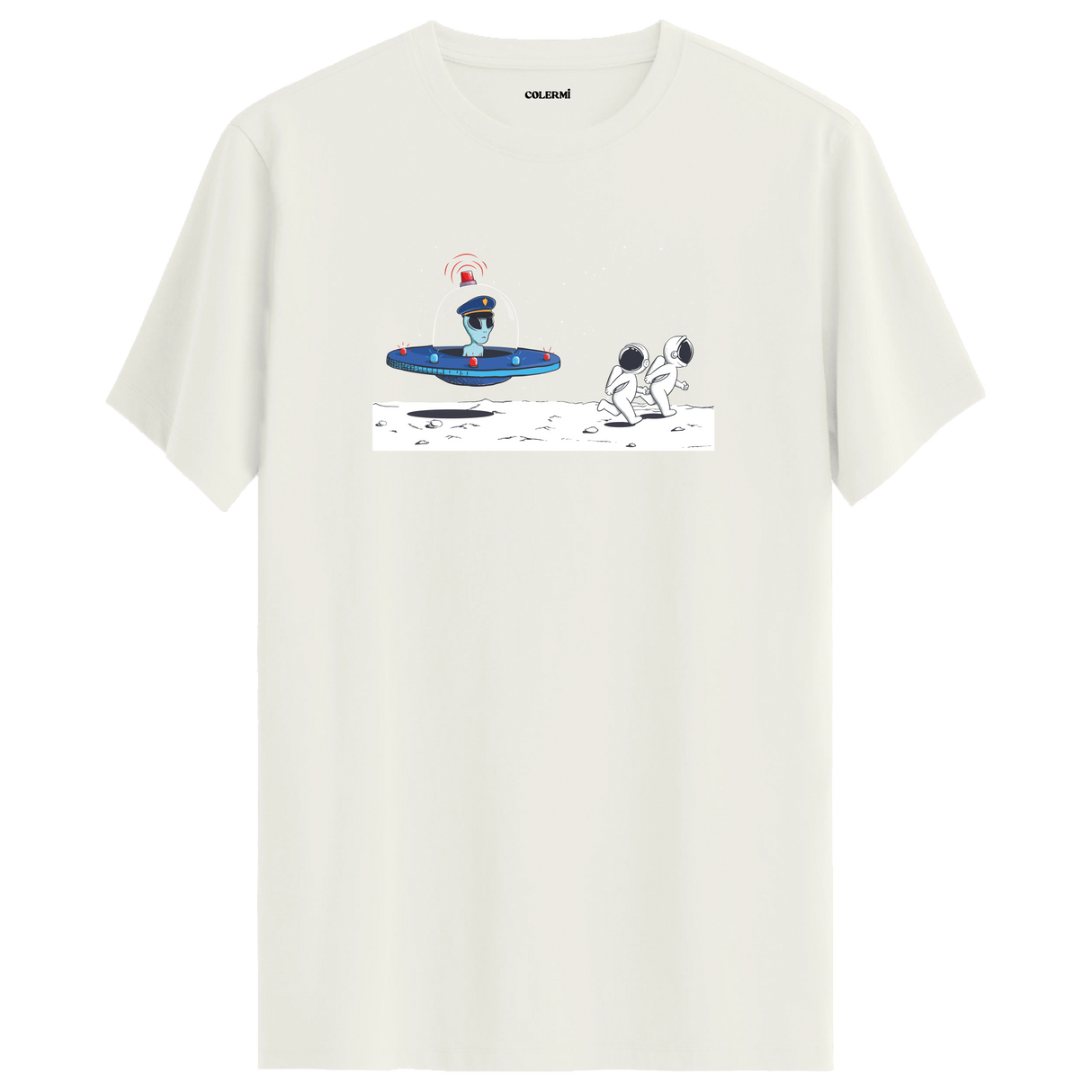 Meeting on the Moon - Space-Themed Crew Neck T-Shirt