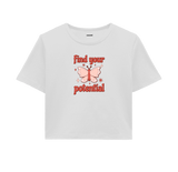 Find Your Potential Crop Top - Bold Red Butterfly Design