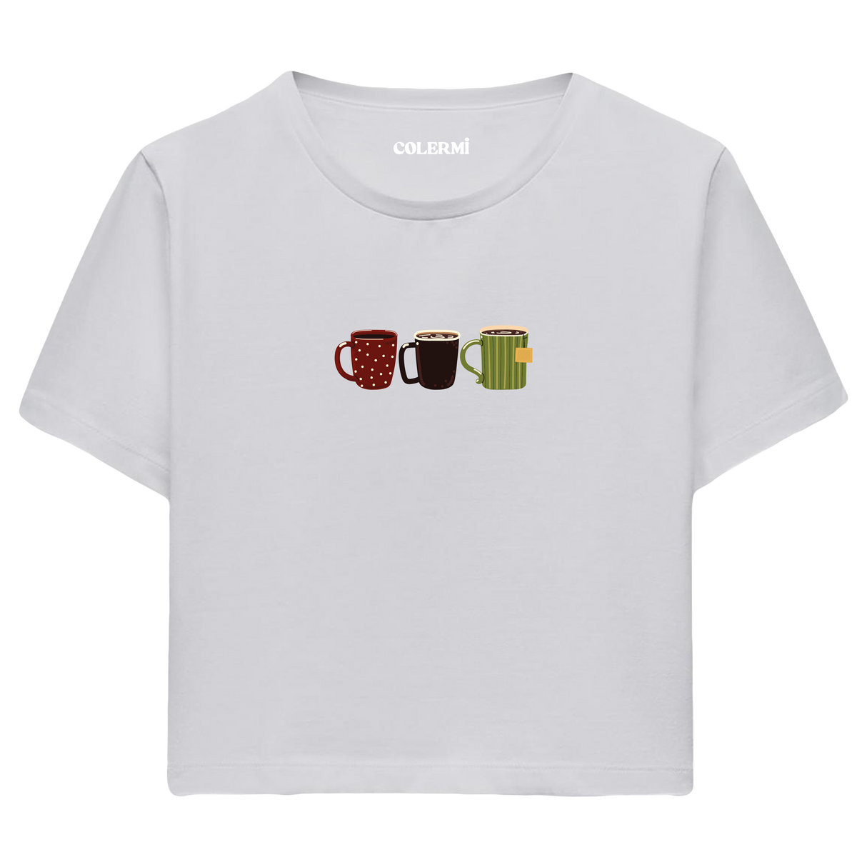 Colermi - Kahve Kupası Tasarımlı Crop T-Shirt