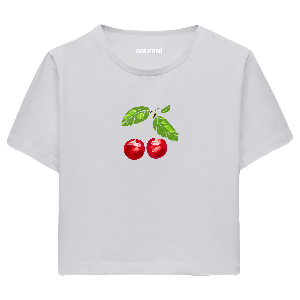 Kiraz İllüstrasyonlu Crop Top T-Shirt