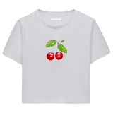 Kiraz İllüstrasyonlu Crop Top T-Shirt