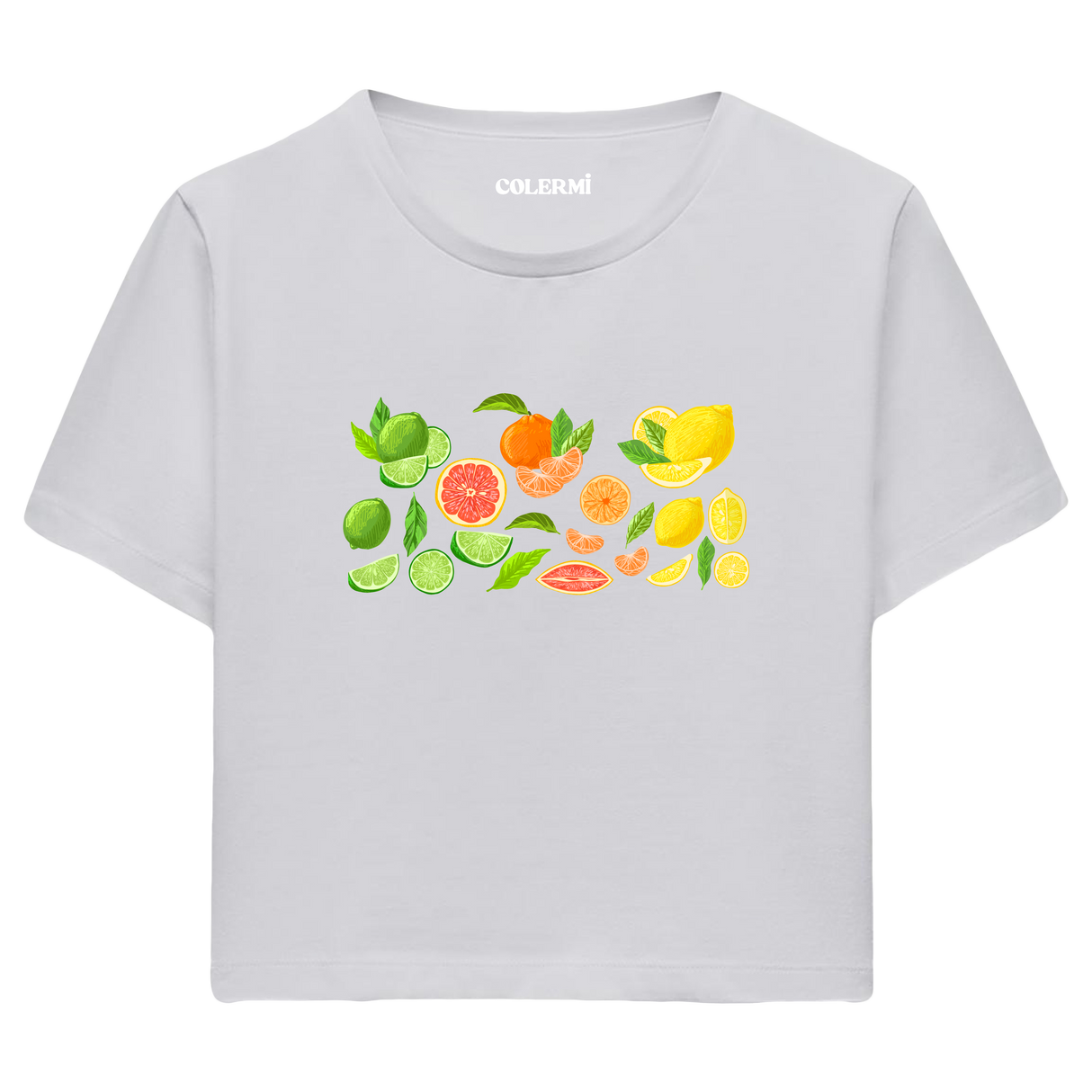 Colermi Kadın Crop Top T-Shirt - Narenciye Deseni